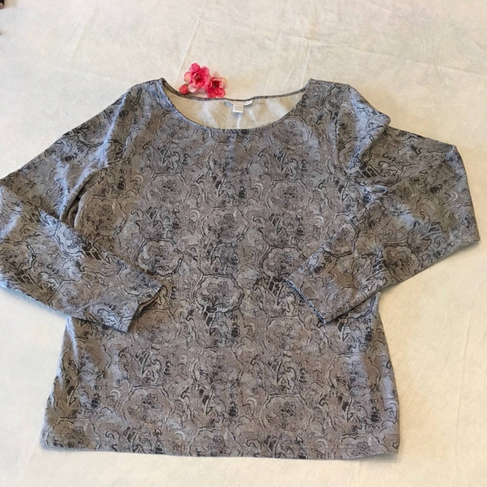 Charter Club Patterned Long-sleeve T-shirt, L